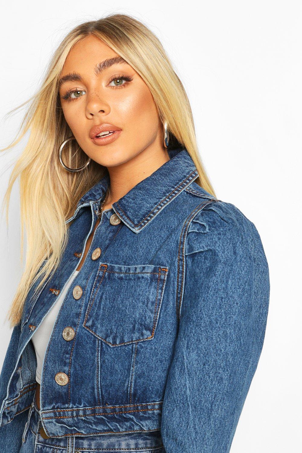 Veste jean manche discount bouffante